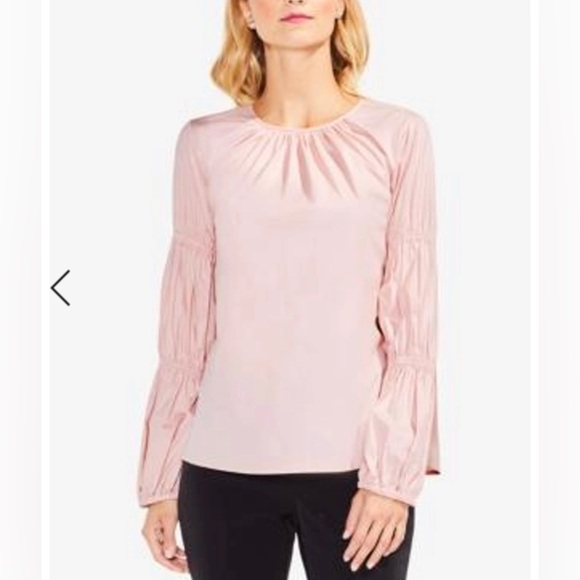 VINCE CAMUTO. Smocked Poplin Shirt Bouse Size M - Picture 1 of 13